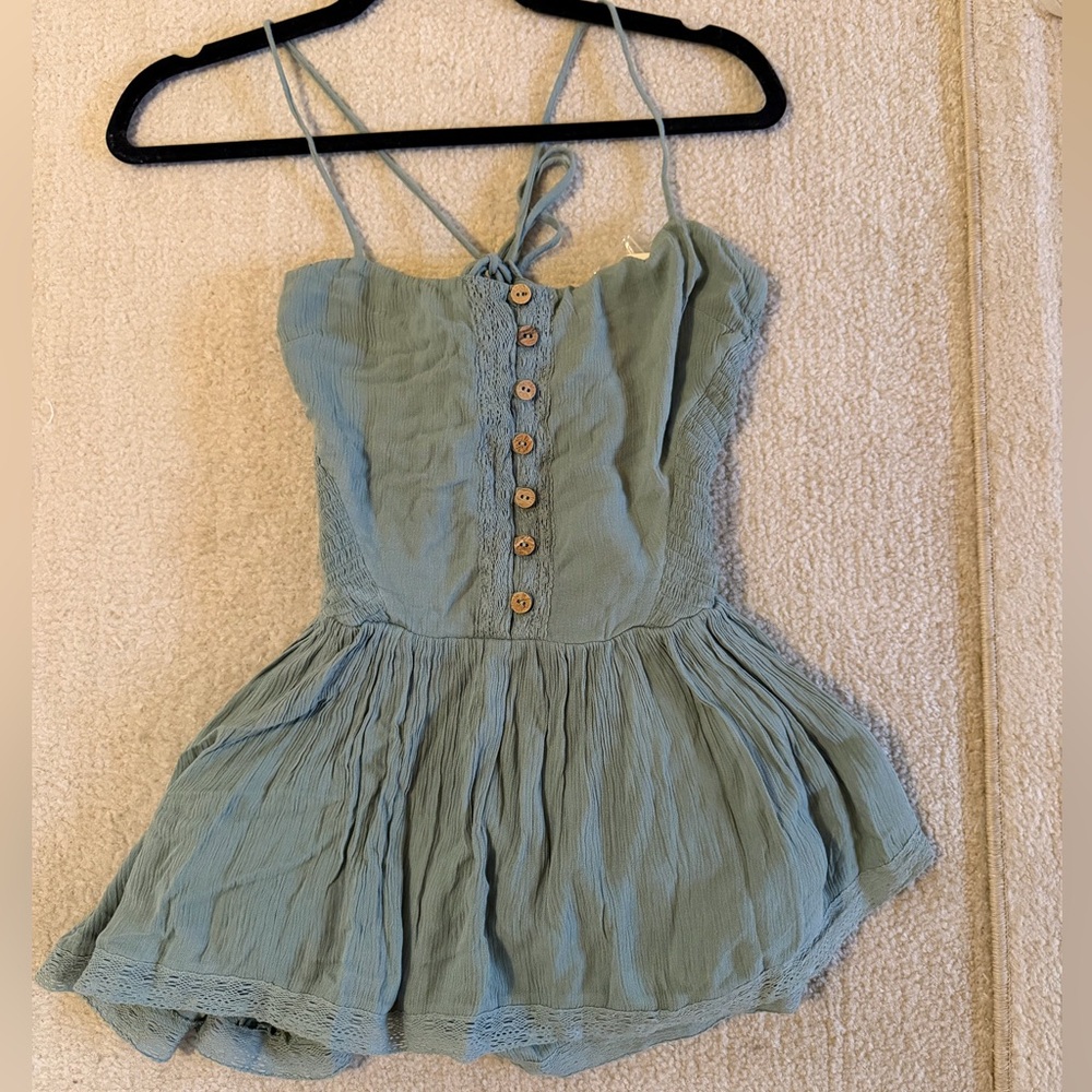 Free People Textured Green Romper